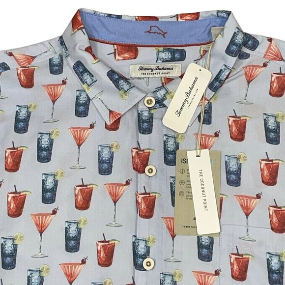 Tommy Bahama Other - Tommy Bahama Mens X-Large Coconut Point Red White Cheers Cocktails Party Shirt